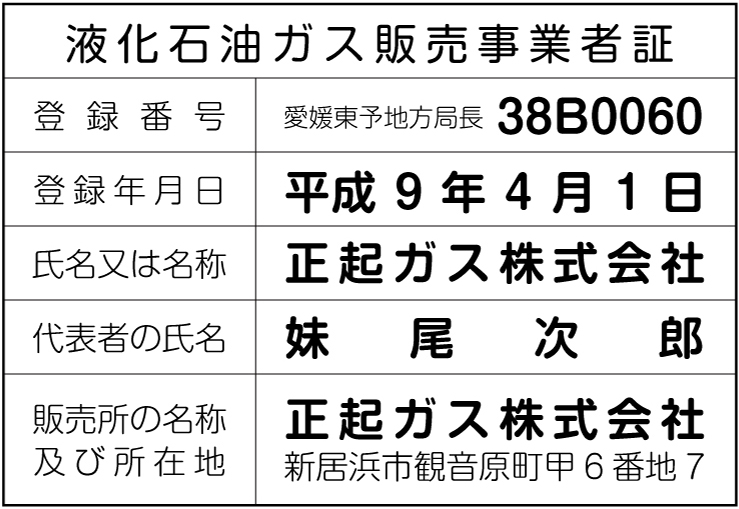 液化石油ガス販売事業者証